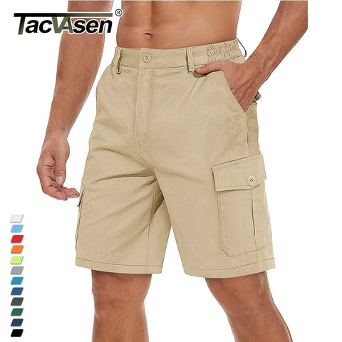 TACVASEN Summer Breathable Cotton Cargo Shorts Mens Casual Multi-pockets Twill Work Shorts Hiking Tactical Short Pants Outdoor