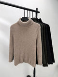 Men's Thickened Turtleneck Long Sleeve Pullover, Slim Fit Turtleneck Business Casual Fashion Sweater Knitwear Chenille