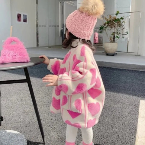 Girls clothes 2023 New Woolen Coat Autumn Winter Baby Woolen Coat Fashion Child Quilted Plush Top abrigo invierno niña 크리스마스 아기옷