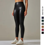 Women Black Pu Leather Pants High Waist Leather Sexy Leggings Trousers Women Thick Stretch Pantalon Mujer