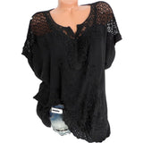 Large Size Loose Short-Sleeved Lace Women Blouses Cotton Blouses 2022 Summer Shirt Tops Sexy Fashion Women Shirt