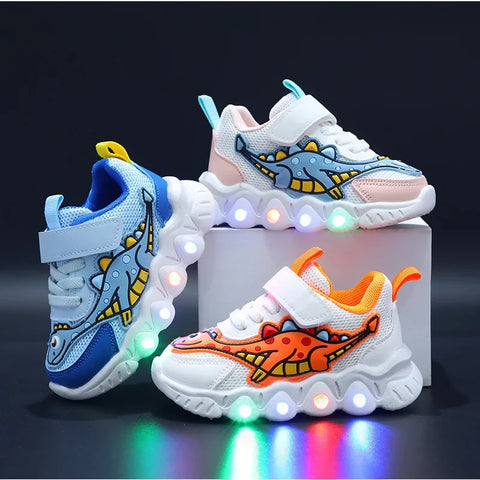 Tennis Shoe LED Children Trainer Cartoon Boy Casual Sneaker for Boy Kid Shoe for Girl Mesh Breathable Shoe Baby Illuminated Shoe