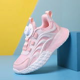 Children Tennis For Girls and Boys White School Shoes Kids Fashion Sneakers Button Lightweight Flats PINK,BLUE,SIZE 26-37#