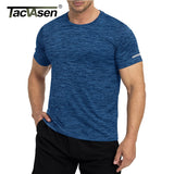 TACVASEN Quick Dry Summer T-shirts W/ Reflective Stripe Men Running Fitness Tops Gym Training Shirt Breathable Casual Sportswear