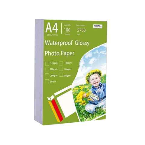 A4 100 Sheets Glossy Photo Paper 8.27 * 11.69 Inch 160gsm 120g High Gloss Quick Dry for Canon Epson HP Color Inkjet Printer