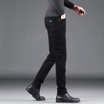 2024 New Men's Black Jeans Slim Stretch Korean Fashion Skinny Elastic Casual Male Full-length Stretch Denim Trousers