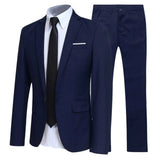 Men Gentleman Suit 2Pcs Formal Uniform Long Sleeve Lapel Blazer Jacket with Pants Office Meetings Business Wedding Party Outfits