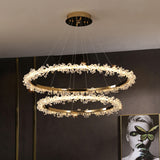 Nordic Modern Luxury Ceiling Chandelier Indoor Shop Restaurant Living Room Pendant Lighs Electroplating Halo LED Crystal Lamps