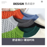 Autumn Winter Warm Mens Sweaters Fashion Turtleneck Patchwork Pullovers New Korean Streetwear Pullover Casual Men Clothing