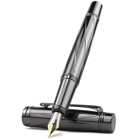 STONEGO Luxury Fountain Pen Medium Nib Pen with Twist Converter Use with Standard Ink, Metal Calligraphy Fountain Pens