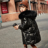 2023 Girl Winter Down Jacket Faux Fur Waterproof Hooded Long Girl Winter Outerwear Coat 5-16 Years Teenage Girl Parka Snowwear