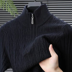 High-quality Semi-high-neck Men's Business Casual Sweater 2024 New Warm, Stretchy Striped Men's Pullover M-4XL