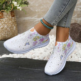 Women's Soft Printed Flats 2024 Breathable Knitting Platform Sneakers Women Chinese Style Flowers Casual Shoes Plus Size 43