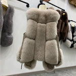 Autumn Winter Warm 100% Genuine Real Fox Fur Vest Woman Natural Fox Fur Sleeveless Jacket Lady Quality Warm Real Fox Fur Gilet