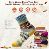 Womens Socks Winter Wool Socks Cozy Knit Warm Winter Socks for Mountain Climbing,Skiing,Christmas GiftsArtistic Style