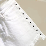 Black Denim Shorts Women's Streetwear 2023 Summer New Korean Slim Chain Trend Hot Pants White Casual Short Jeans