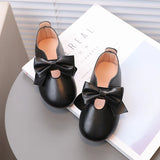 Baby Girl's Mary Janes Big Bowknot Soft Pu Leather 21-30 Children Flat Shoes Black Beige Stylish Sweet Comfy Kids Princess Shoe