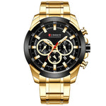 CURREN Men’s Watches Top Brand Big Sport Watch Luxury Men Military Steel Quartz Wrist Watches Chronograph Gold Design Male Clock