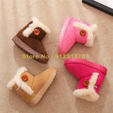 (size 21-35 6 Colors Winter Children Thick Warm Shoes Cotton Padded Suede Buckle Girls Boys Snow Boots Kids Shoes