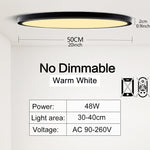 50CM Large Ceiling lamp Smart APP/ Remote Control Dimmable for Bedroom 48W Ceiling Lights AC 110/220V led lights for Living room