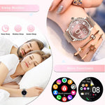 MELANDA Rosegold Smart Watch For Lady Bluetooth Call 100+Sports Mode Fitness Women Smartwatch DIY Dials For IOS Android NX19