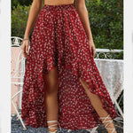 Summer Leopard Print Elegant Fashion Long Skirt Women Floral Sexy Aesthetic Split High Waist Sunscreen Wrap A-line Skirt Female