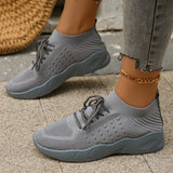 Women's Comfortable Breathable Knitted Sneakers Plus Size Low Cut Flat Casual Sports Shoes for Women 2024 Spring New Arrivals