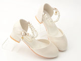 Children Girls Leather White Princess High Heel Kid Dress Student Show Dance Sandal Shoes toddler shoes girl  mary jane