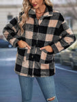 Cross border European and American autumn/winter square plaid lapel women's coat