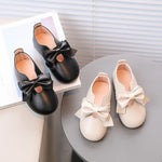 Baby Girl's Mary Janes Big Bowknot Soft Pu Leather 21-30 Children Flat Shoes Black Beige Stylish Sweet Comfy Kids Princess Shoe