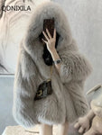 Winter Jackets for Women 2023 Imitation Fox Fur Fur Coat Women Korean Version New Outerwears Faux Fur Coat Hooded Fur Jacket