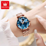 OLEVS Women's Watches Jewelry Quartz Watch Waterproof Stainless steel Strap Rose Gold Watch for Women Fashion Watch Bracelet Set