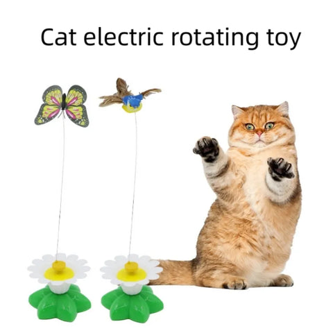 Rotating Electric Flying Butterfly Colorful Interactive Cat Dog Automatic Humming Bird Intelligence Training Rotating Funny Toys