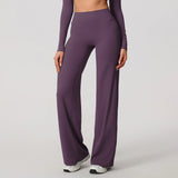 Hearuisavy Women Straight-Leg Sports Pants Gym Clothing Naked Feeling Compression Wide Leg Yoga Leggings Pilates Fitness Tights