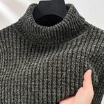 Men's Thickened Turtleneck Long Sleeve Pullover, Slim Fit Turtleneck Business Casual Fashion Sweater Knitwear Chenille