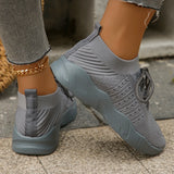 Women's Comfortable Breathable Knitted Sneakers Plus Size Low Cut Flat Casual Sports Shoes for Women 2024 Spring New Arrivals