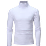 Fashion Men's Casual Slim Fit Basic Turtleneck High Collar Pullover Male Autumn Spring Thin Tops Basic Bottoming Plain T-shirt