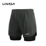 Lixada Men's 2-in-1 Running Shorts Quick Drying Breathable Active Training Exercise Jogging Cycling Shorts with Longer Liner