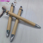 4Pcs Set Bamboo Wood Ballpoint Pen 1.0mm Bullet Tip Blue Black Ink Signature Ball Pen Office School Wrting Stationery