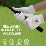 FINGER TEN Women Leather Golf Glove with Ball Marker Extra Grip 1 Pack, Left Right Hand Fit Ladies Girls