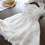 White Summer Flower Girls Dresses 2023 Birthday Sleeeveless Wedding Evening Ball Gown Tutu Lace Floral Kids Dress for Girl Cloth