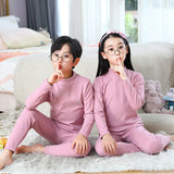 Autumn Winter Thermal Underwear Suit Girls Clothing Sets Boys Pajama Sets Baby No Trace Warm Sleepwear Candy Colors Kids Clothes