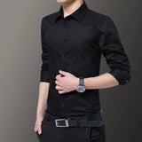 2023 New Plus Size 5xl 6XL 7XL Camisa Cmen's Slim Solid Color Long-sleeved Shirt Business Casual White Shirt Men's Brand Classic