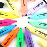 MOTARRO 12Pcs Pvc Box Markers Fluorescent Colors Tiny Highlighter Pen Chisel Tip Cute Kawaii Design for Writing Graffiti Drawing