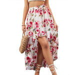 Summer Leopard Print Elegant Fashion Long Skirt Women Floral Sexy Aesthetic Split High Waist Sunscreen Wrap A-line Skirt Female