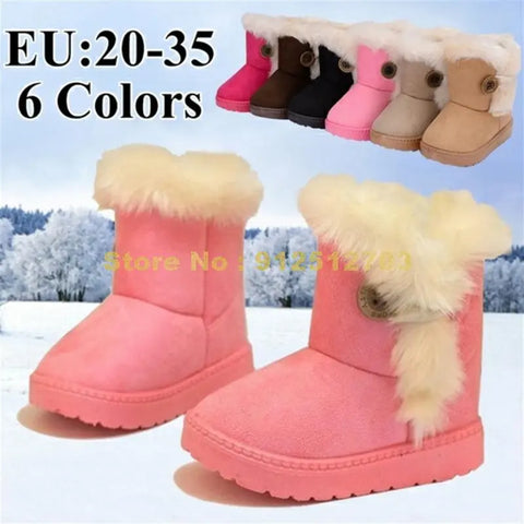(size 21-35 6 Colors Winter Children Thick Warm Shoes Cotton Padded Suede Buckle Girls Boys Snow Boots Kids Shoes