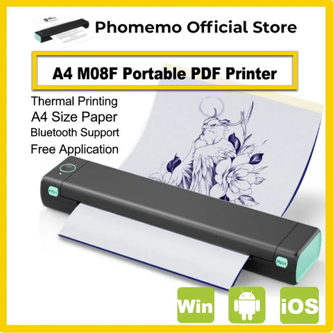 Phomemo M08F Wireless Tattoo Transfer Stencil Printer Tattoo Transfer Thermal Copier Machine Compatible with Smartphone & PC