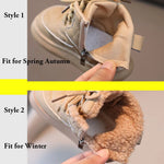 2023 Fashion Plaid Autumn Baby Girl Shoes Boys Ankle Boots Flexible Thick Bottom Children Snow Boots New Kids Winter Shoe G06253