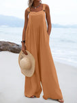 2023 Spring/Summer New Ethnic Style Fashion Solid Color Wide Leg Jumpsuit Quick Sale Tongfa European and American Women's Cross