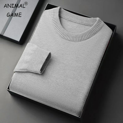 Mens CrewNeck Pullover Sweater Long Sleeve Knitted Sweaters Vintage Lightweight Sweatshirts Soild Color Casual Jacket Coats